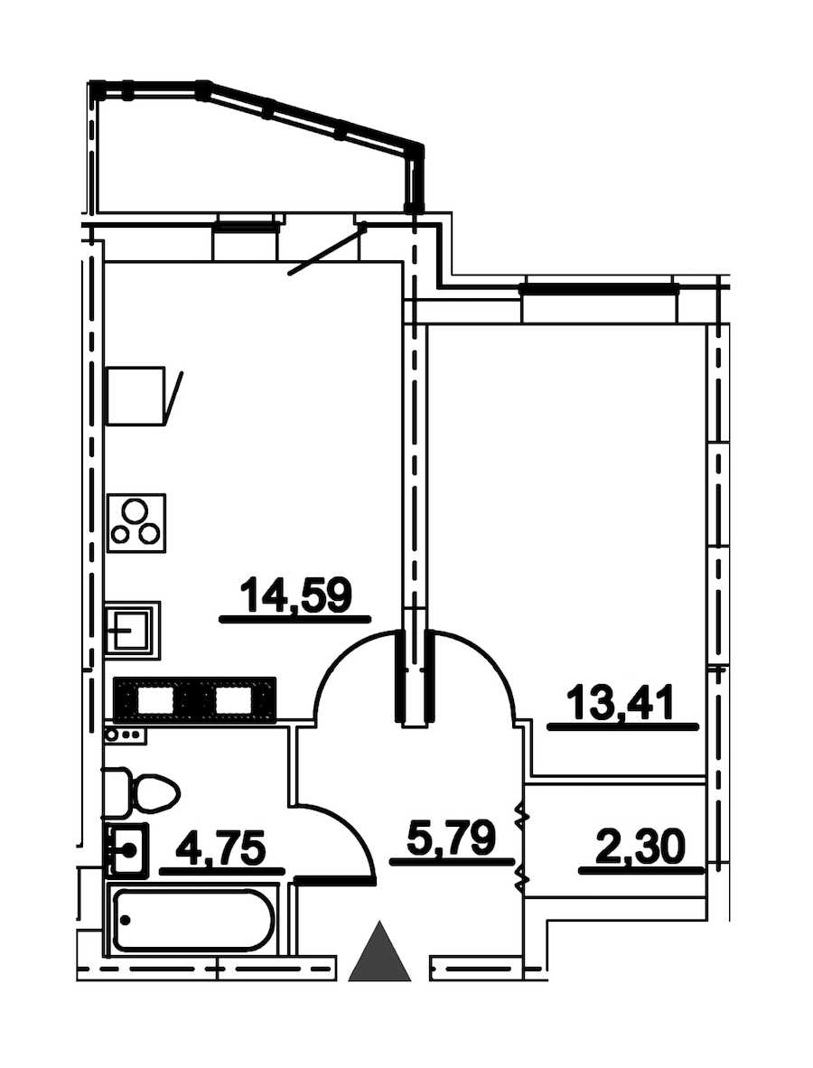 Однокомнатная квартира в : площадь 45.04 м2 , этаж: 3 – купить в Санкт-Петербурге